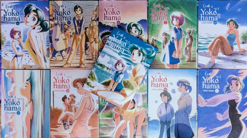 Couvertures des 14 tomes d'Escale à Yokohama